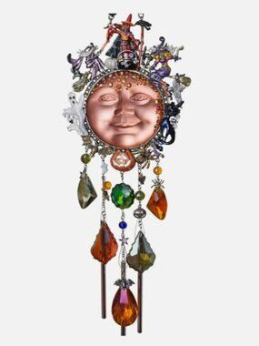 Kirks Folly Witches Coven Goddess Seaview Moon Wind Chime Silver tone RARE